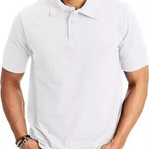 Minerals Men's Cotton Polo Shirt, WHITE, Medium, 100% Cotton